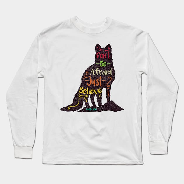 Fox silhouette with motivational words of wisdom Long Sleeve T-Shirt by Voxen X